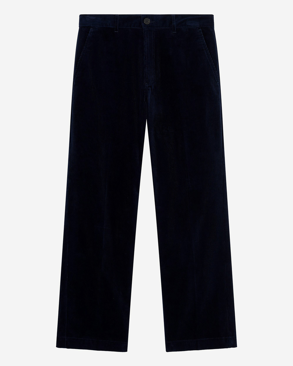 Navy corduroy wide-leg pants