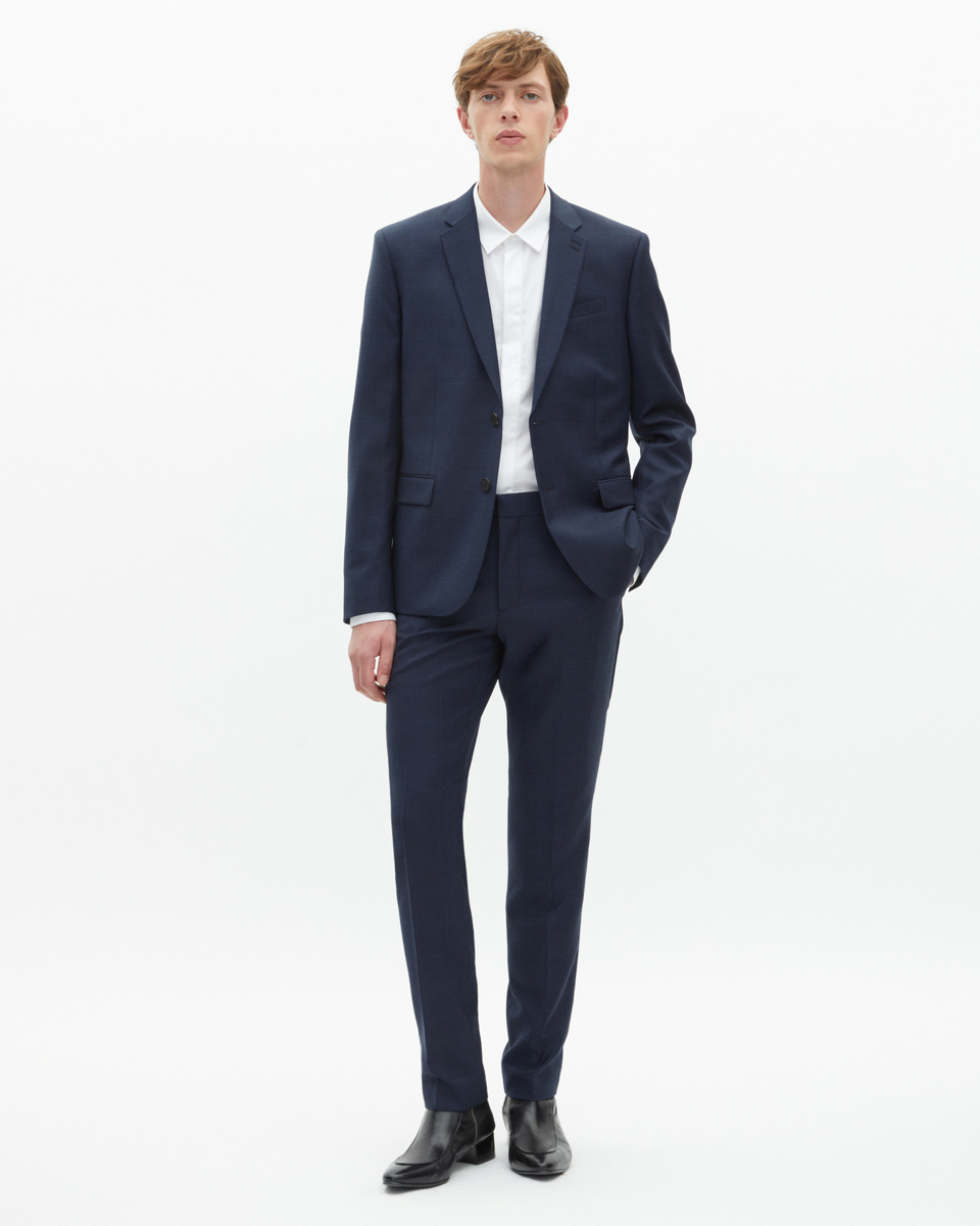 Slim-fit suit pants in navy wool