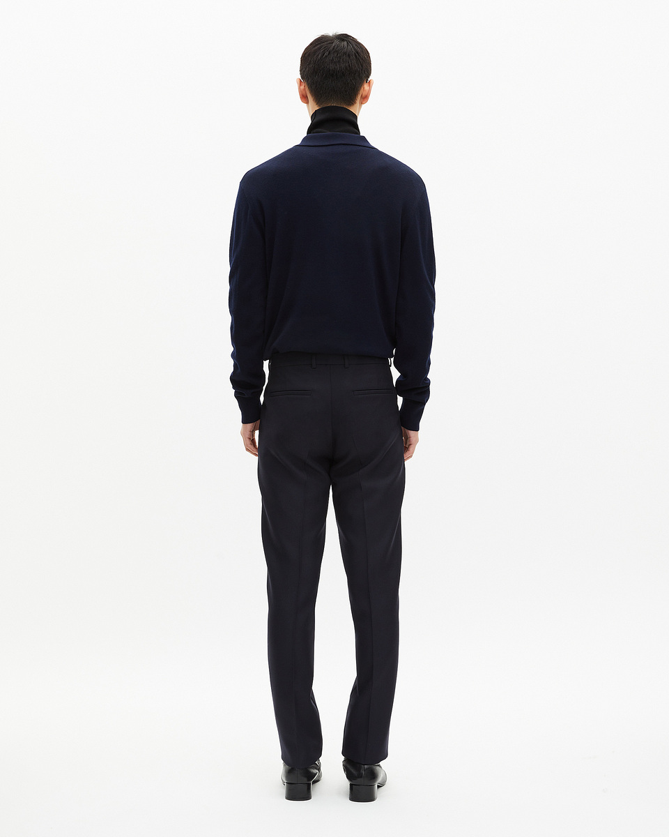 Navy straight-leg pants