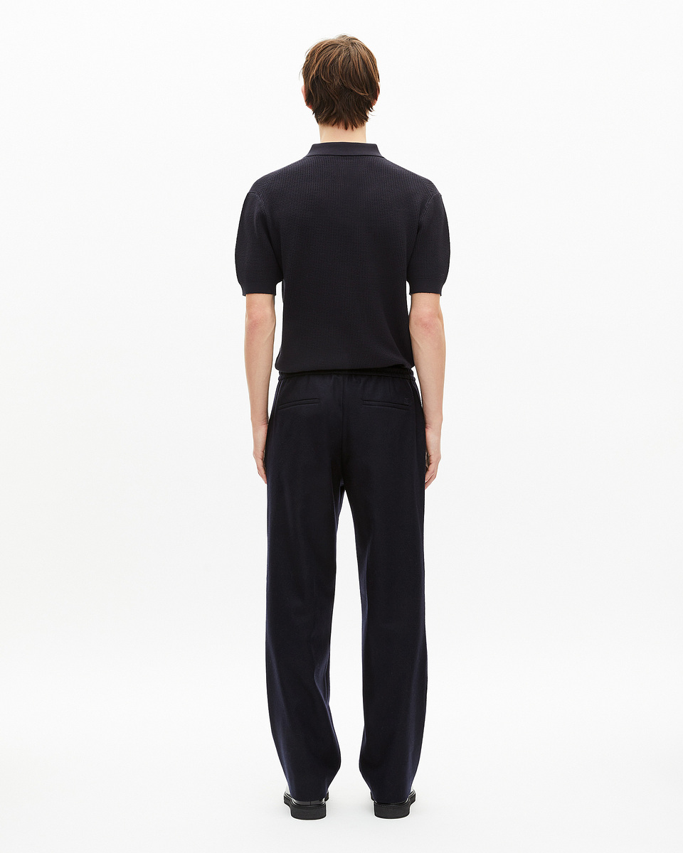 Wide-leg trousers in navy wool