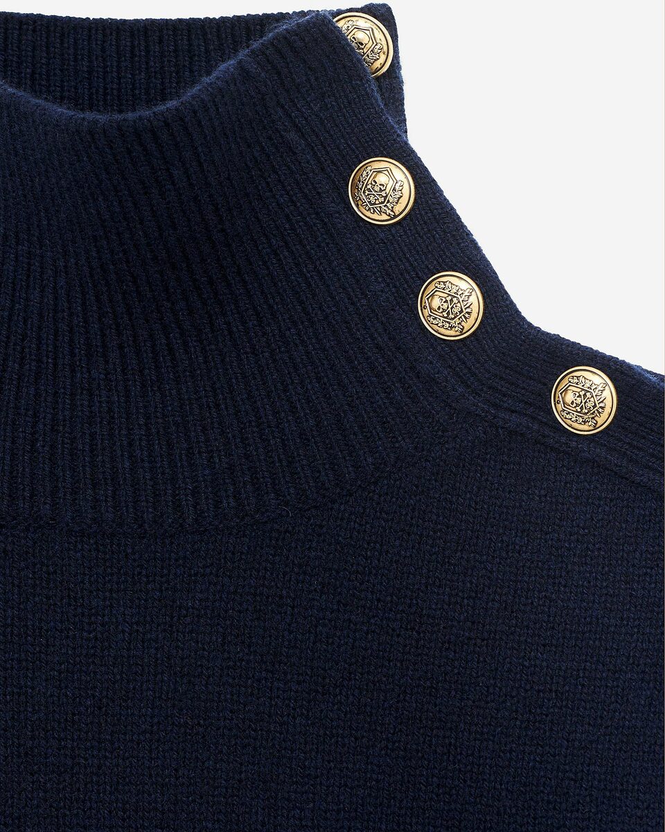 Navy wool stand-up collar sweater