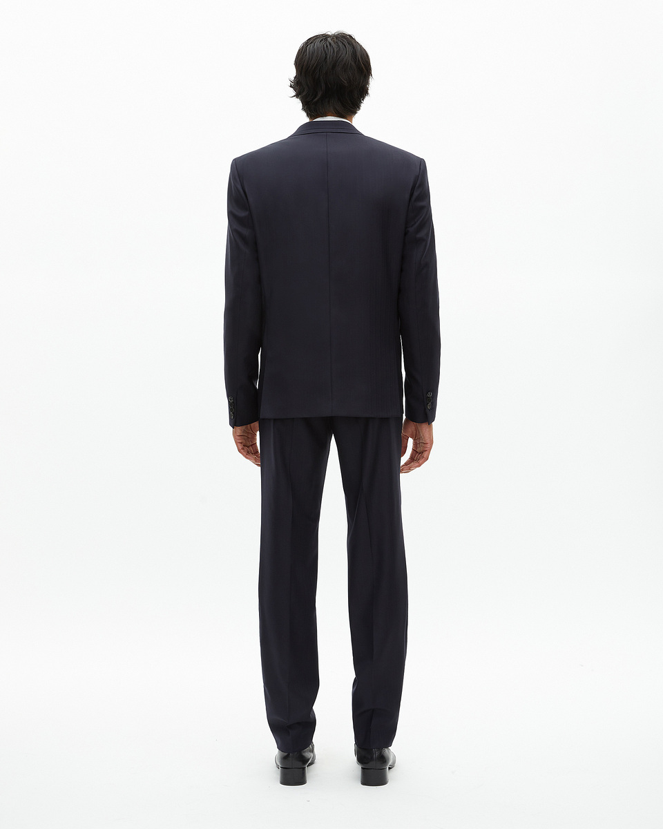 Navy blue wool suit jacket