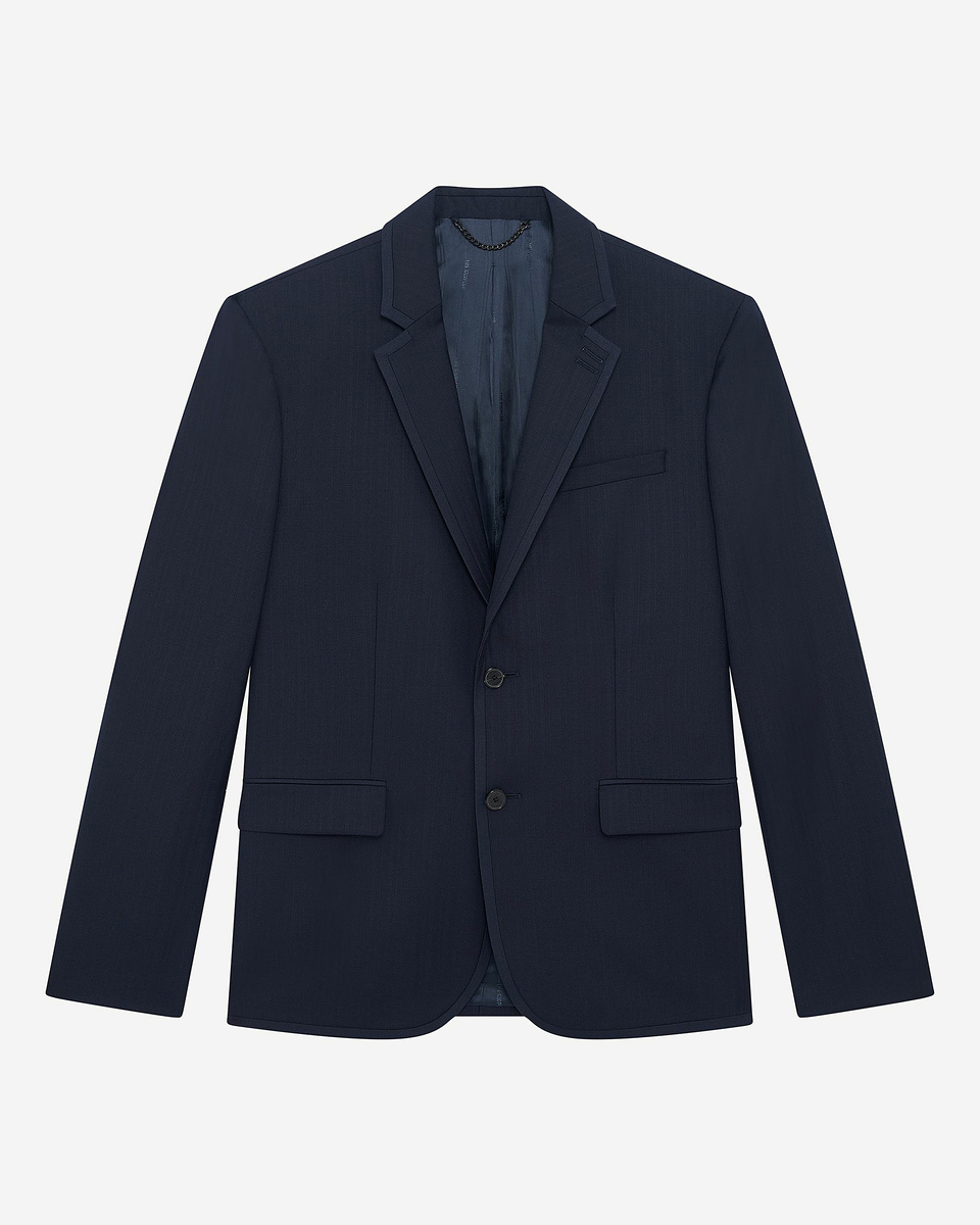 Navy blue wool suit jacket