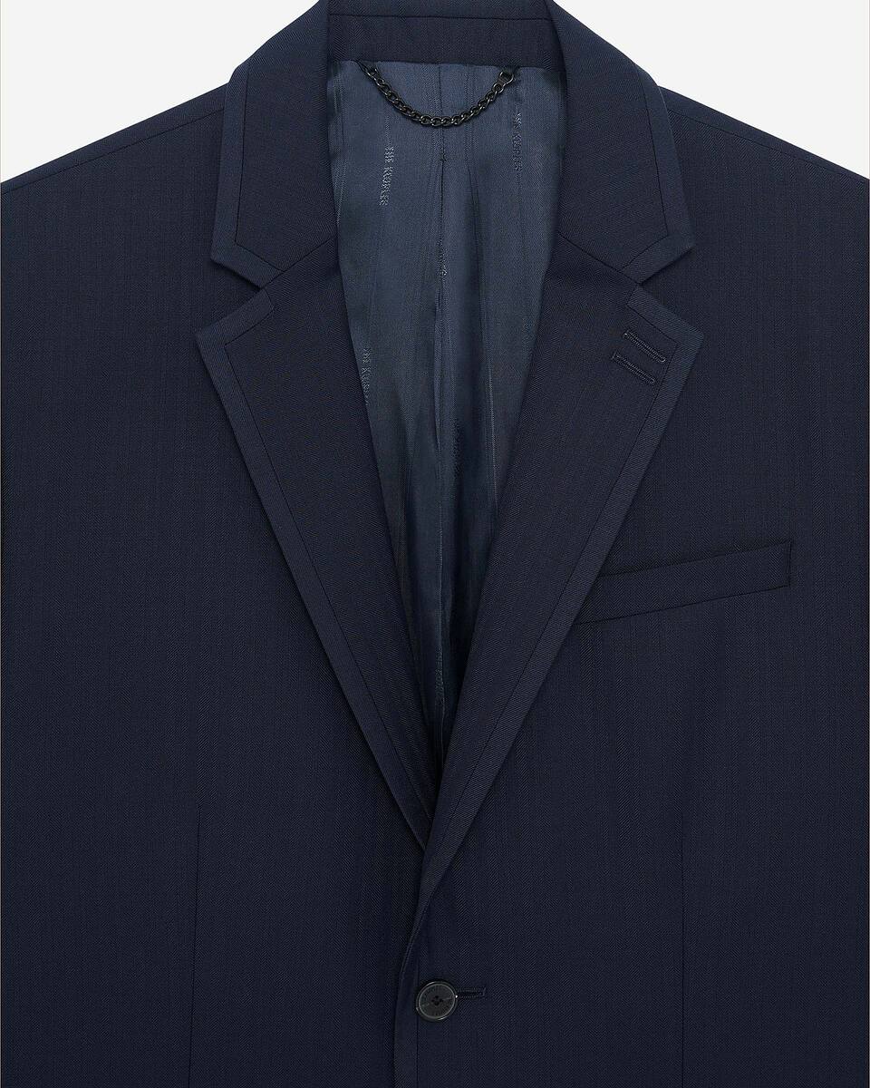 Navy blue wool suit jacket