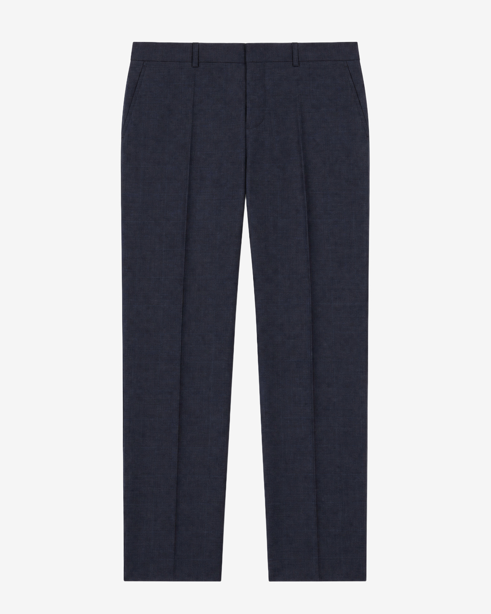 Fitted blue wool suit pants