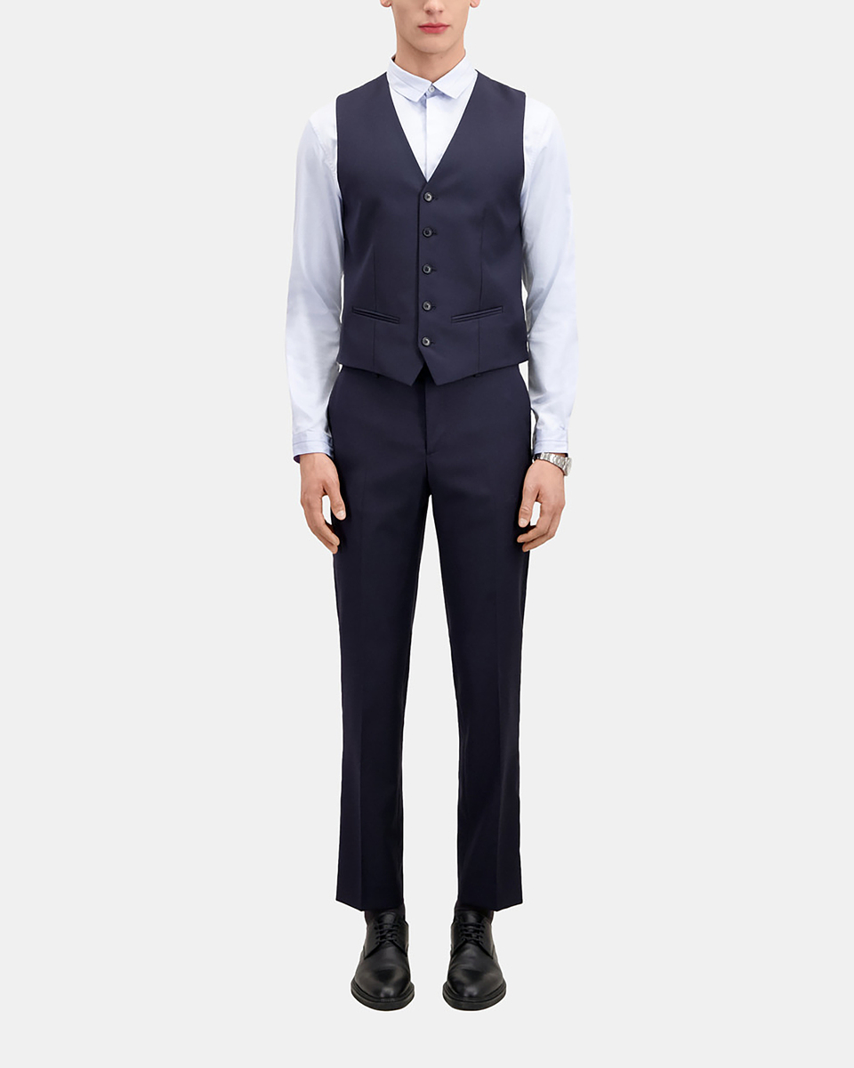 Navy blue wool suit vest