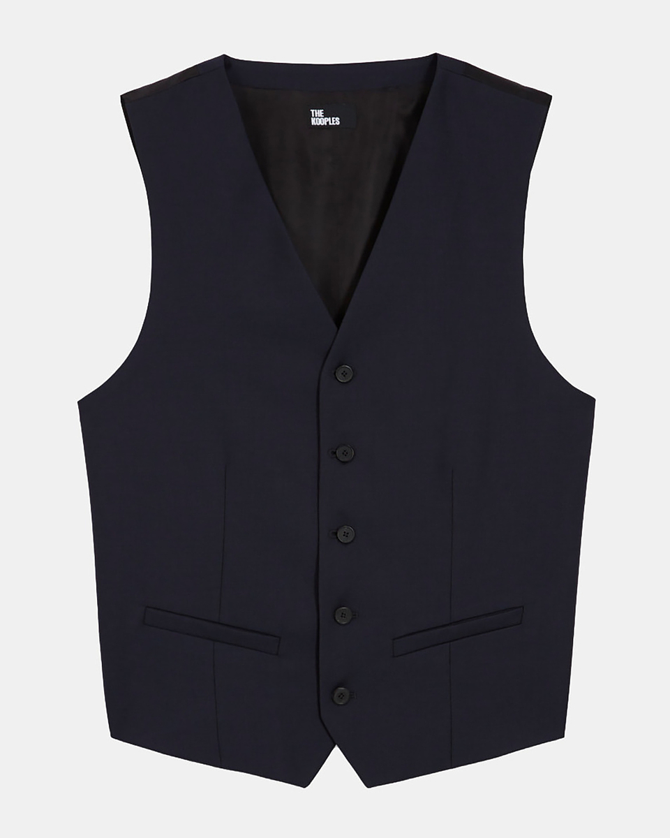Navy blue wool suit vest