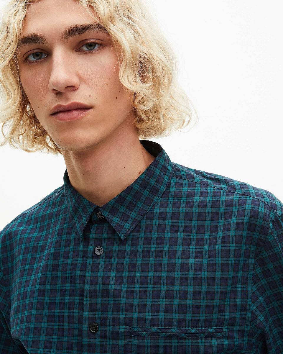 Small navy and green check shirt