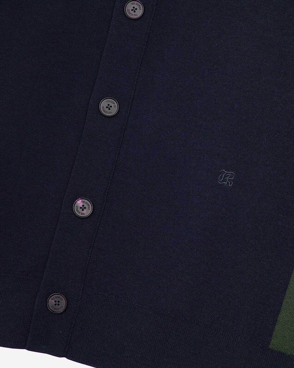 Navy double-sided wool cardigan