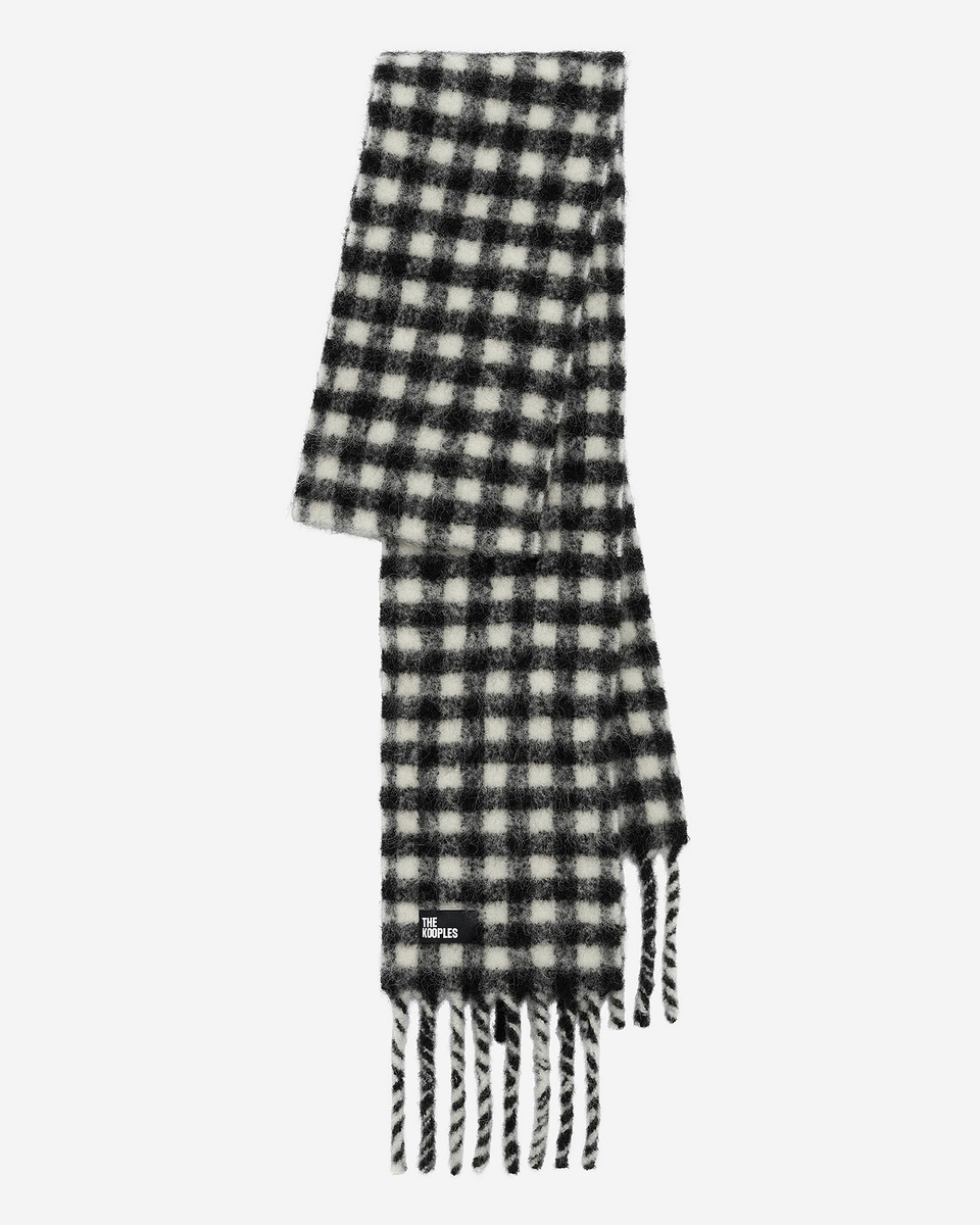XXL black and white checked scarf