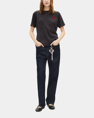 Black T-shirt with heart flocking