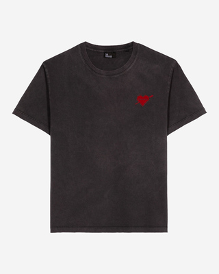 Black T-shirt with heart flocking