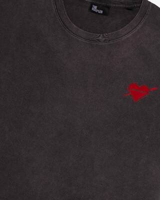 Black T-shirt with heart flocking