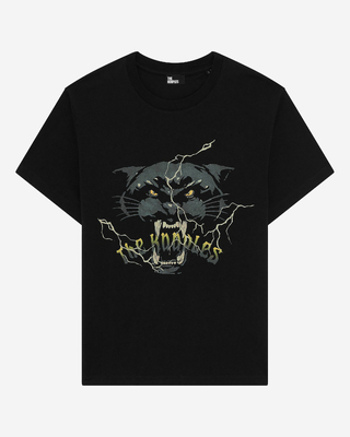 T-shirt with black rhinestone screen print