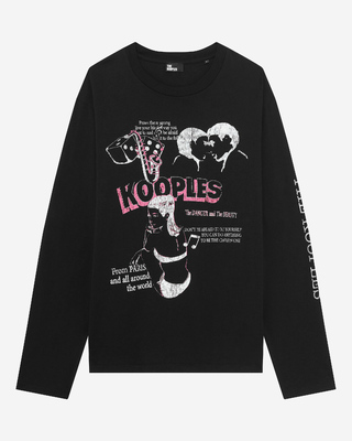 Long-sleeved t-shirt with black screen printing