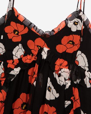 Black floral print short dress