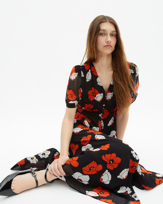 Black floral print maxi dress