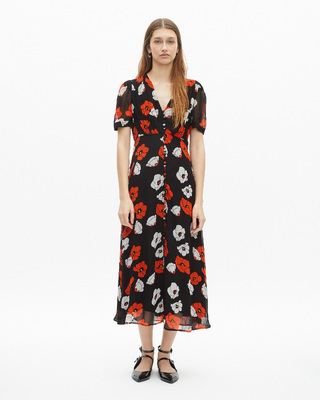 Black floral print maxi dress