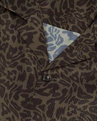 Short-sleeved khaki leopard print shirt