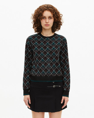 Black check cardigan