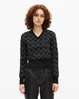 Black plaid sweater
