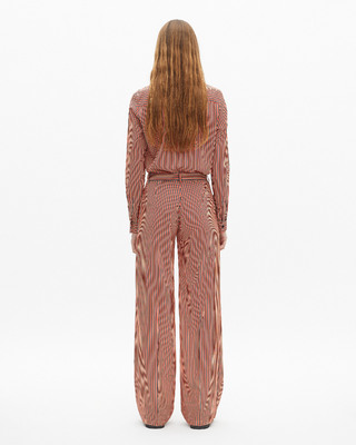 Wide-leg pants with red and blue stripes