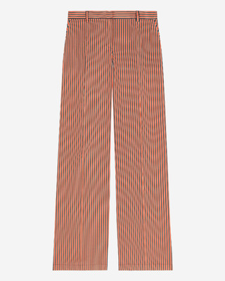 Wide-leg pants with red and blue stripes