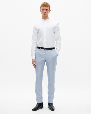 Blue slim fit wool suit pants