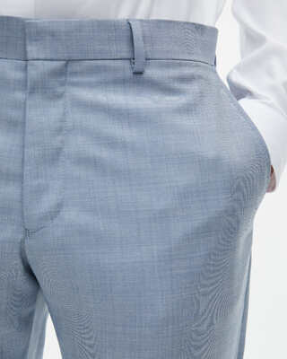 Blue slim fit wool suit pants