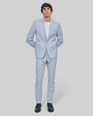Blue slim fit wool suit jacket