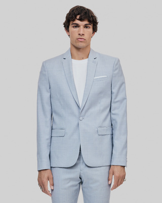 Blue slim fit wool suit jacket