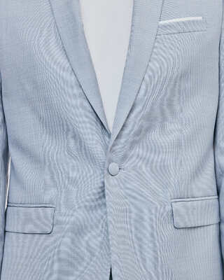 Blue slim fit wool suit jacket