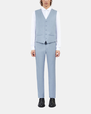 Light blue slim fit wool suit vest