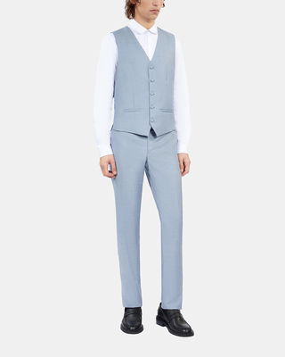 Light blue slim fit wool suit vest