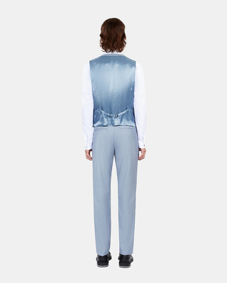 Light blue slim fit wool suit vest
