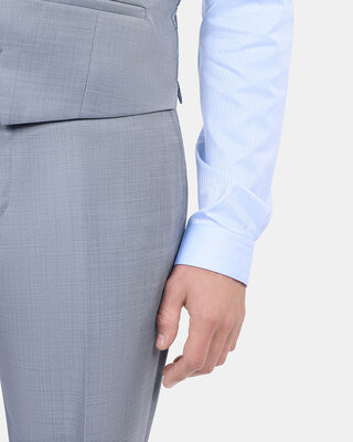 Light blue slim fit wool suit vest