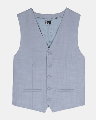 Light blue slim fit wool suit vest
