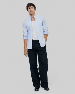 Blue shirt with officer collar