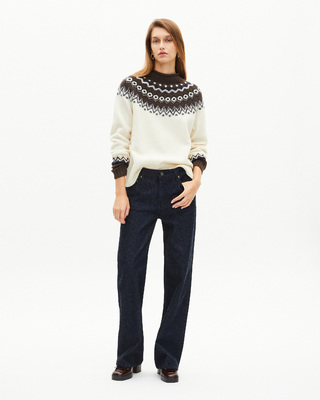 Blue raw wide-leg jeans