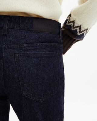 Blue raw wide-leg jeans