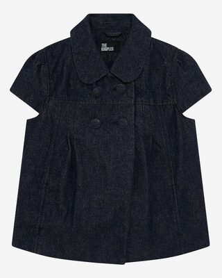 Short-sleeved jacket in dark blue denim