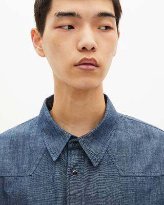 Blue raw denim shirt