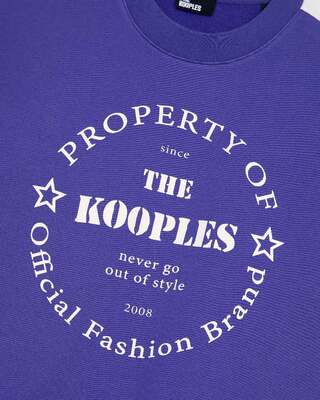 Short-sleeved sweatshirt with purple screen print