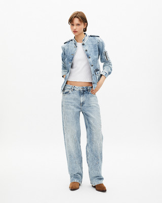 Officer-style jacket in denim