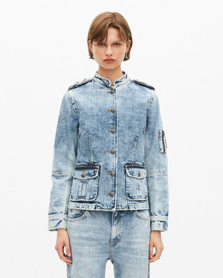 Officer-style jacket in denim