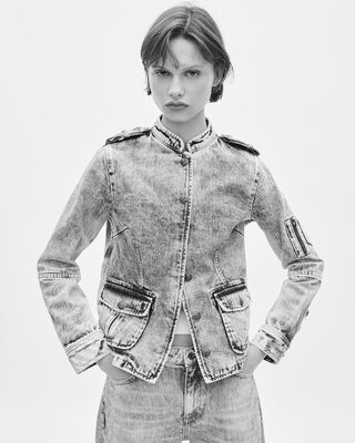 Officer-style jacket in denim