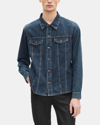 Long-sleeved denim shirt
