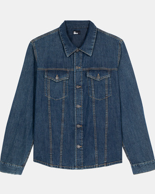 Long-sleeved denim shirt