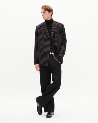 Navy striped double-breasted jacket