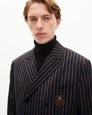 Navy striped double-breasted jacket